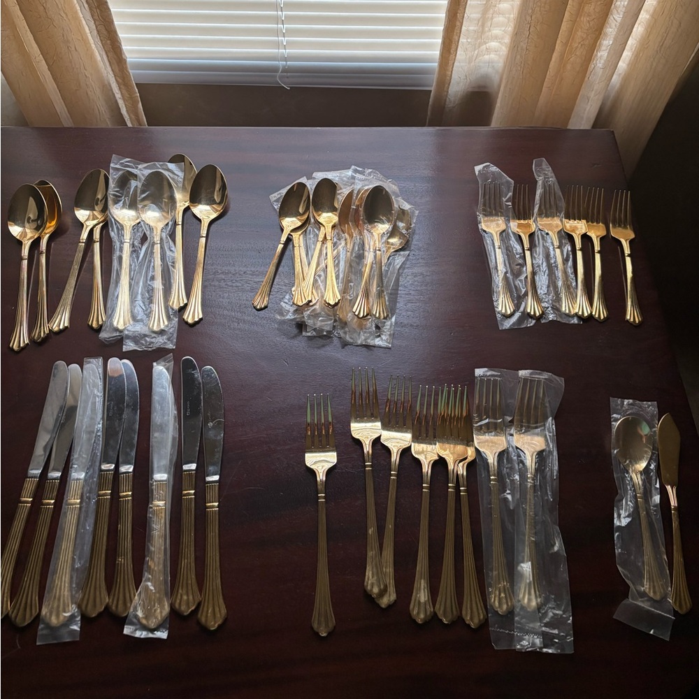 Vintage Estia 24k plated gold silverware